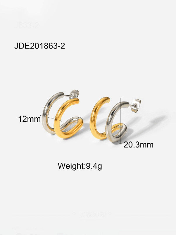 Stainless steel Geometric Minimalist Double layer Stud Earring