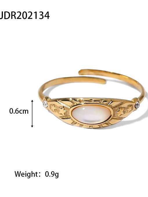 Stainless steel Natural Stone Geometric Dainty Band Ring