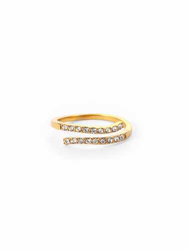 Stainless steel Cubic Zirconia Geometric Dainty Band Ring
