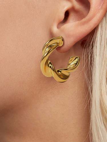 Stainless steel Geometric Vintage Twist C Shape Stud Earring