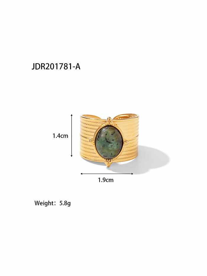 Stainless steel Natural Stone Geometric Trend Band Ring