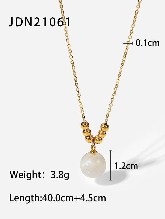 Collier minimaliste rond en perles d'imitation en acier inoxydable