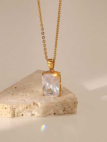 Collar vintage geométrico de piedra de vidrio de acero inoxidable