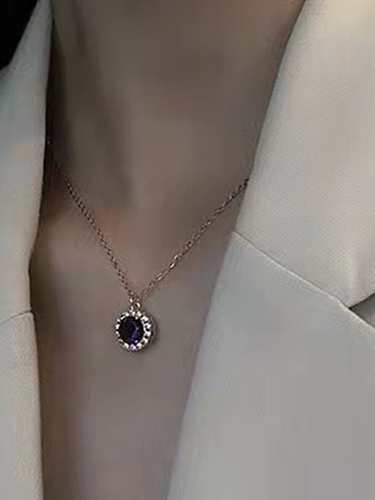 Stainless steel Cubic Zirconia Oval Minimalist Necklace