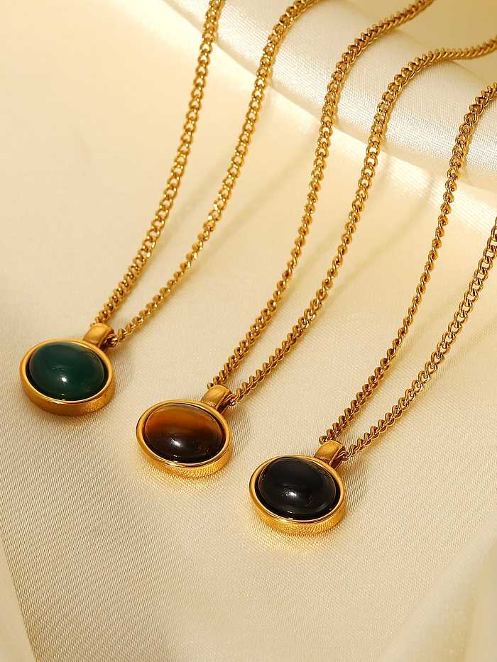 Stainless steel Tiger Eye Geometric Vintage Necklace
