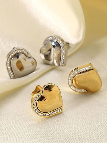 Stainless steel Cubic Zirconia Heart Trend Stud Earring