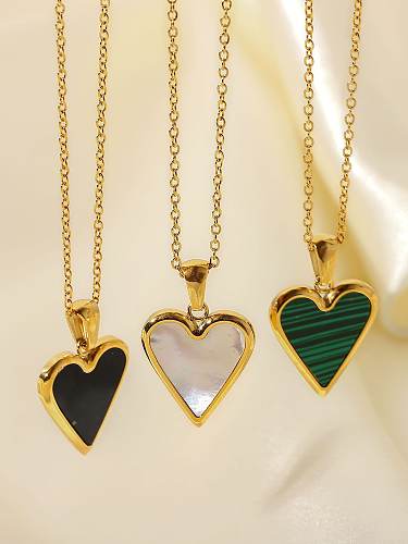 Stainless steel Green Heart Trend Necklace