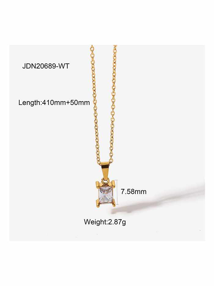 Stainless steel Cubic Zirconia Rectangle Trend Necklace