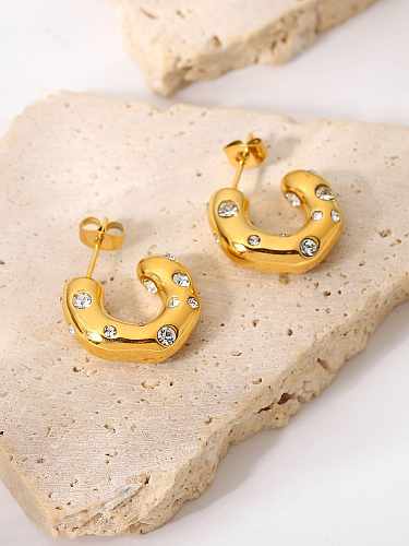 Stainless steel Cubic Zirconia Geometric Trend Stud Earring