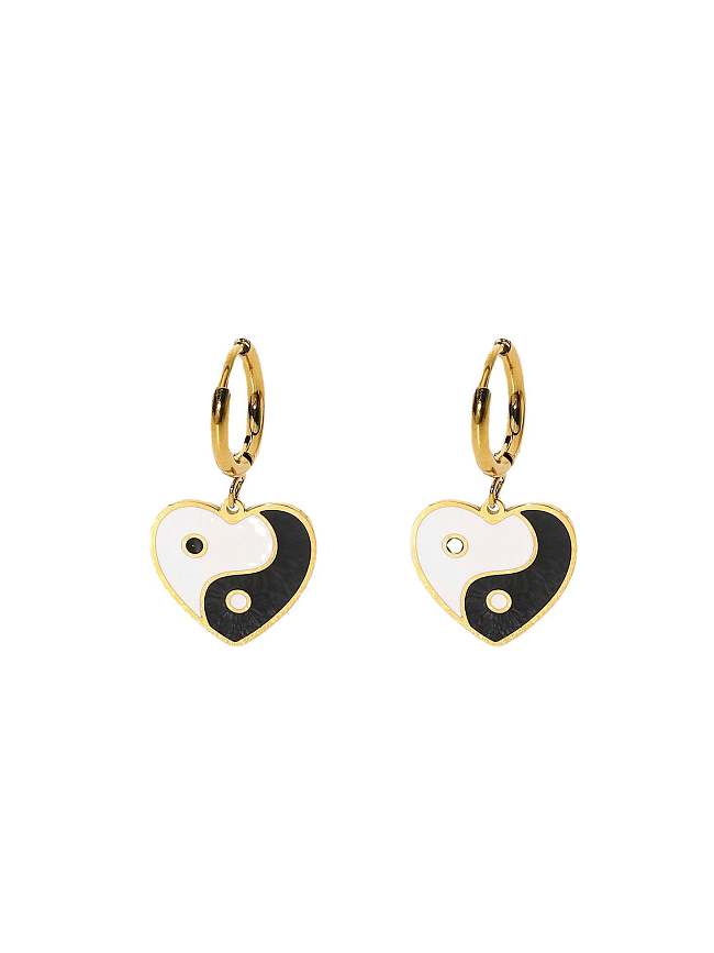 Boucle d'Oreille Pendante Tendance Coeur Acier Inoxydable