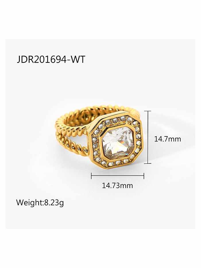 Stainless steel Cubic Zirconia Geometric Vintage Band Ring