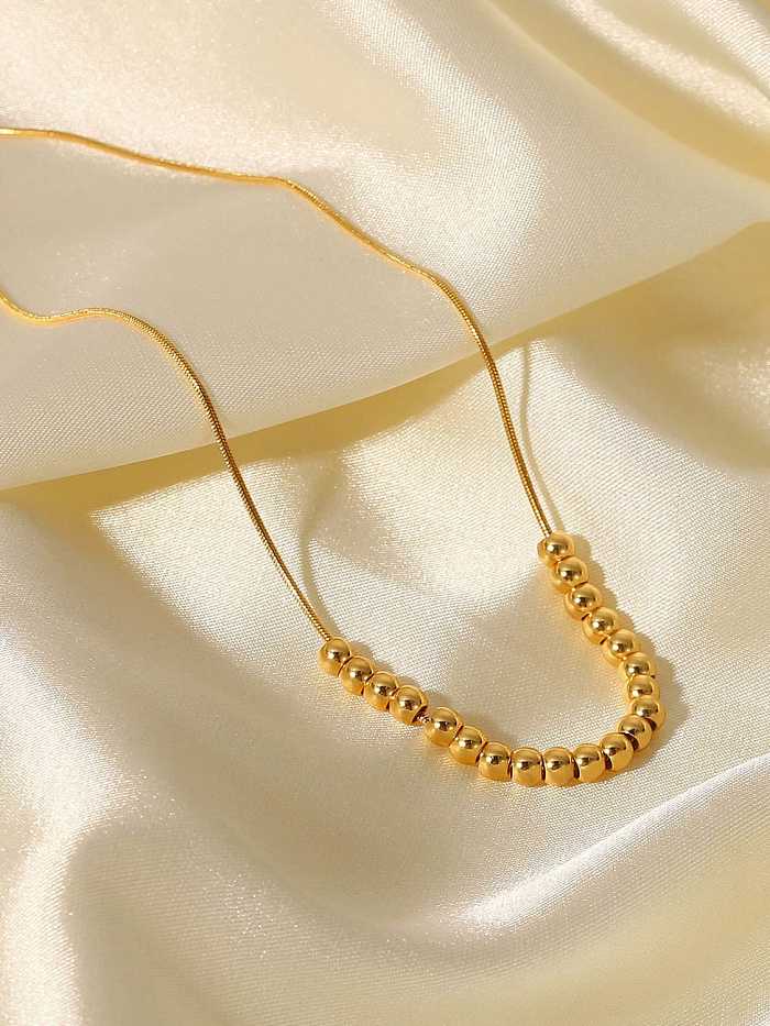 Collier minimaliste de perles rondes en acier inoxydable