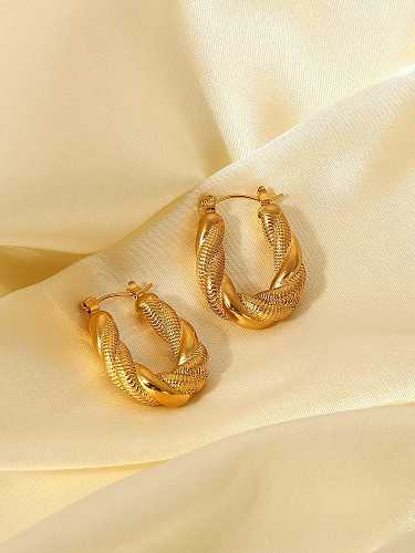Stainless steel Geometric Vintage Twist U Shape Stud Earring
