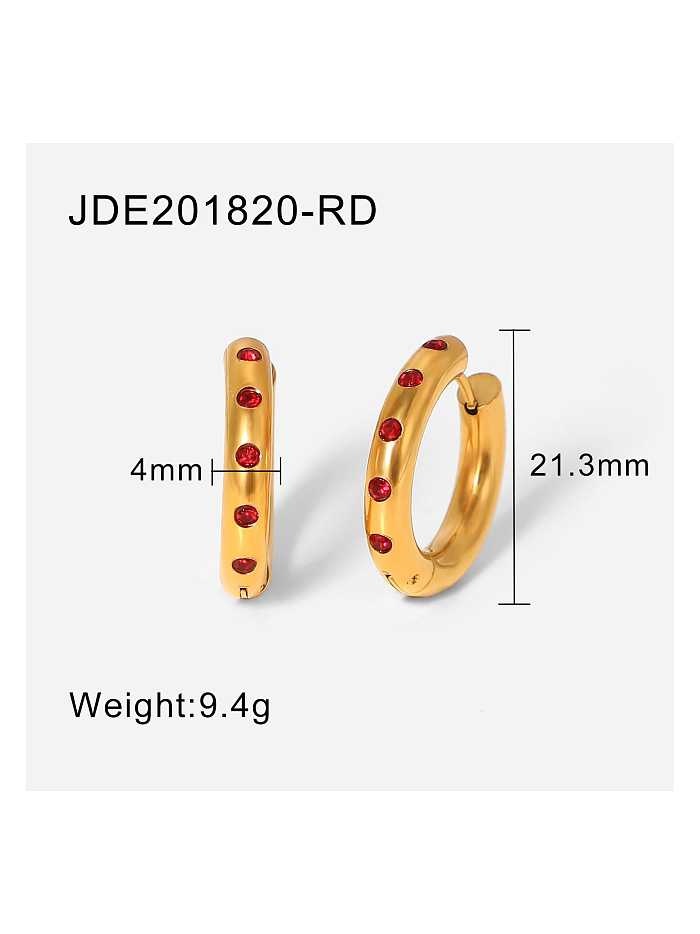 Stainless steel Cubic Zirconia Round Trend Huggie Earring