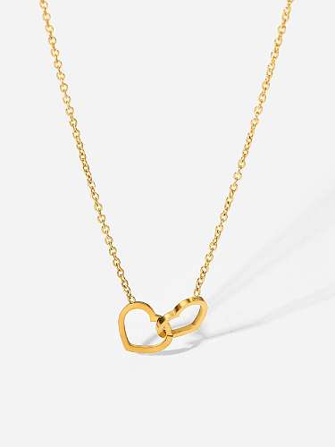 Stainless steel Heart Minimalist Double Heart Pendnat Necklace