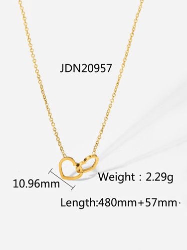 Stainless steel Heart Minimalist Double Heart Pendnat Necklace