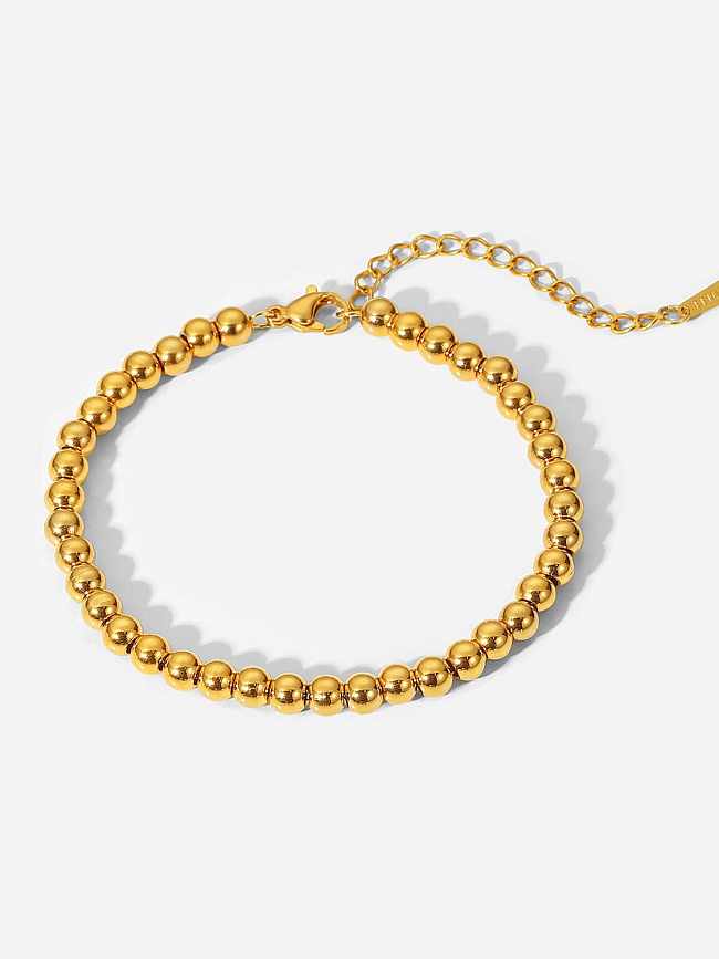 Rundes minimalistisches Perlenarmband aus Edelstahl
