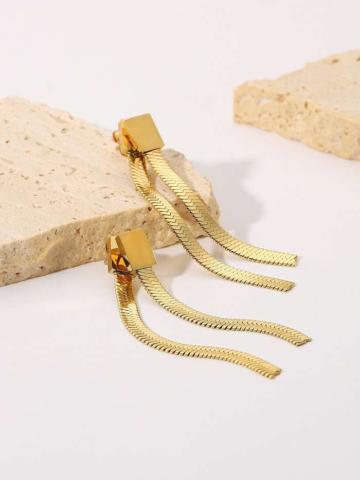 Stainless steel Snake Bone Chain Tassel Vintage Drop Earring