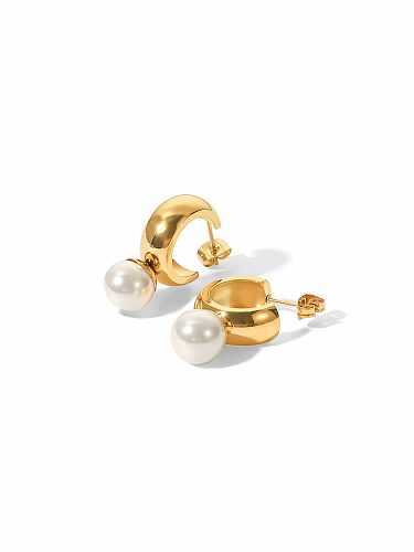 Stainless steel Imitation Pearl Geometric Trend Stud Earring