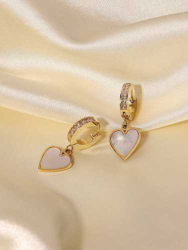 Boucles d'oreilles Huggie vintage en forme de cœur avec zircone cubique en acier inoxydable