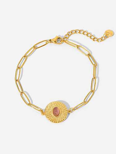 Stainless steel Glass Stone Geometric Vintage Bracelet