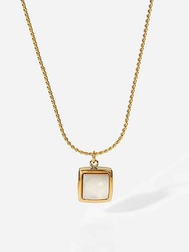 Stainless steel Cats Eye Square Minimalist Necklace