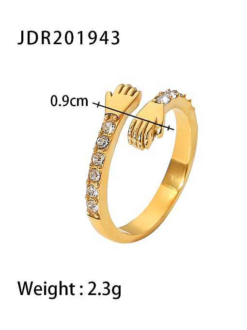 Stainless steel Cubic Zirconia Geometric Trend Band Ring