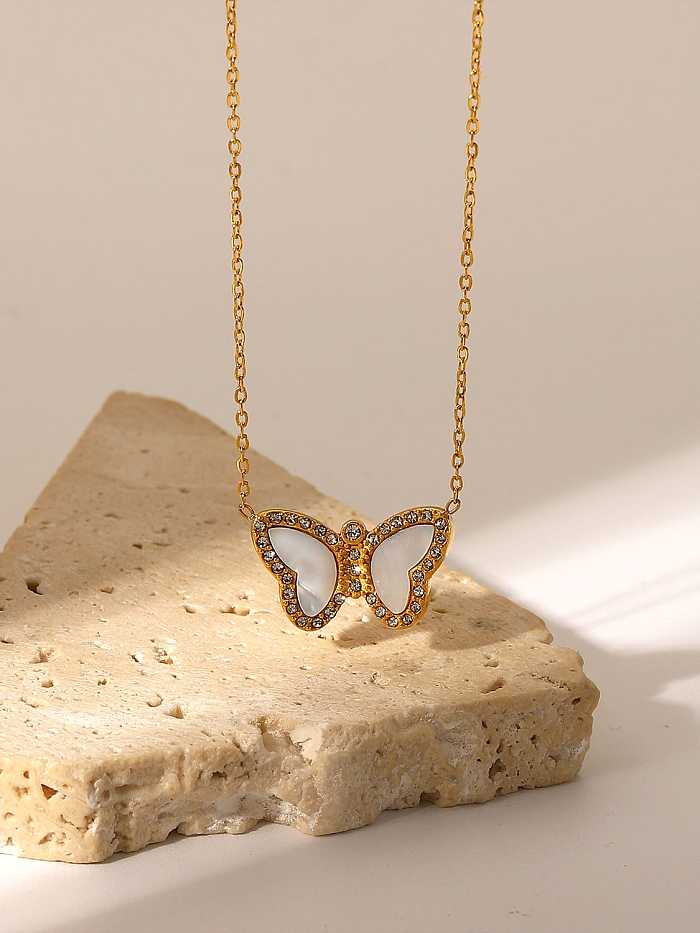 Collier minimaliste papillon coquillage en acier inoxydable