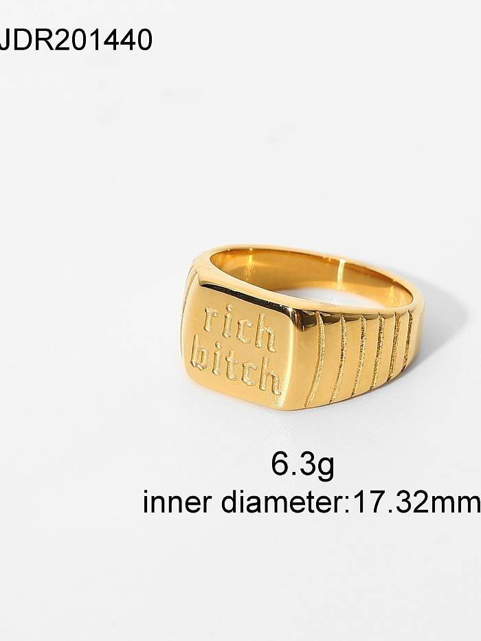 Stainless steel Letter Geometry Trend Band Ring