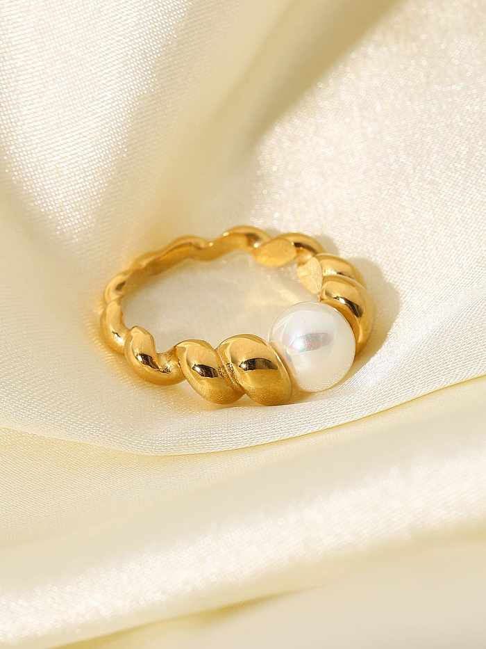 Stainless steel Freshwater Pearl Dainty Band Ring