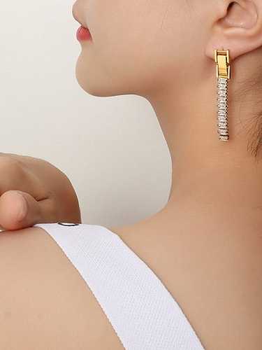 Stainless steel Cubic Zirconia Tassel Trend Drop Earring
