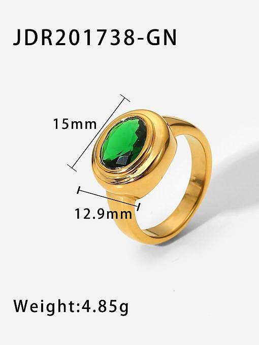 Stainless steel Glass Stone Geometric Vintage Band Ring