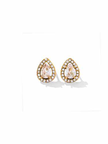 Stainless steel Cubic Zirconia Water Drop Dainty Stud Earring