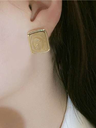 Stainless steel Enamel Rectangle Vintage Stud Earring