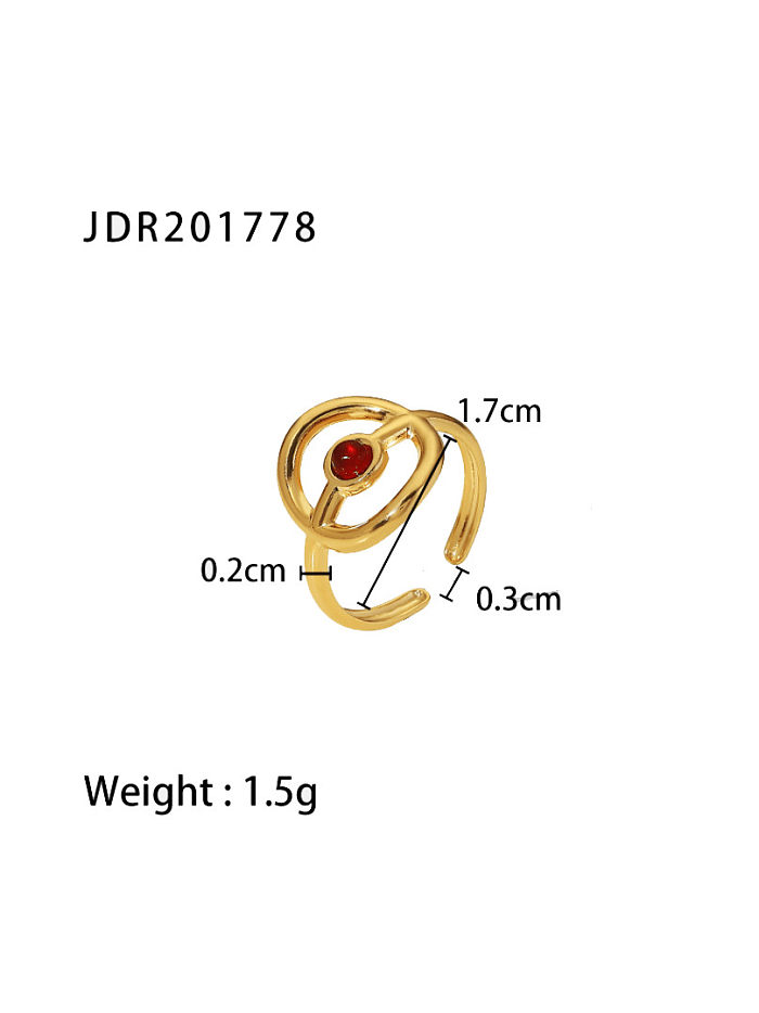 Geometrischer minimalistischer Bandring aus Edelstahl mit Naturstein