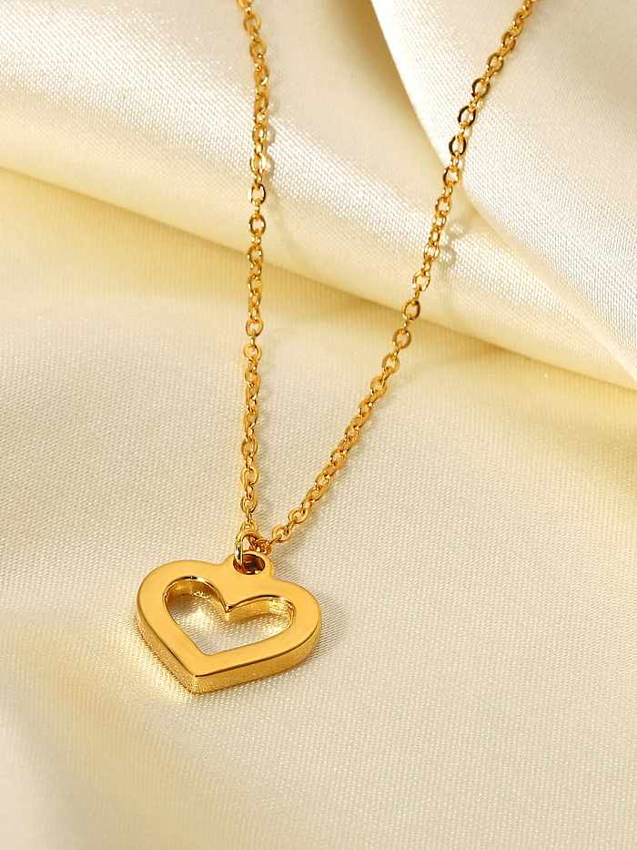 Stainless steel Rhinestone Heart Minimalist Necklace