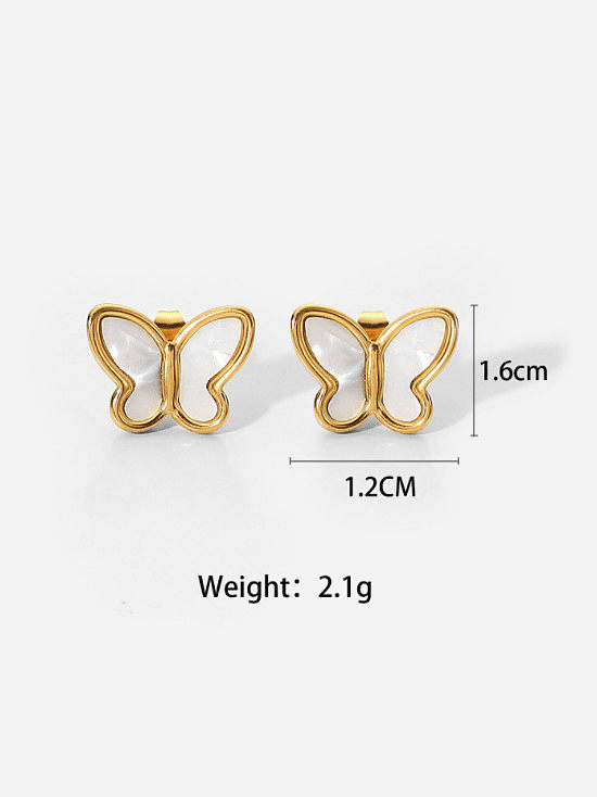 Stainless steel Shell Butterfly Vintage Stud Earring