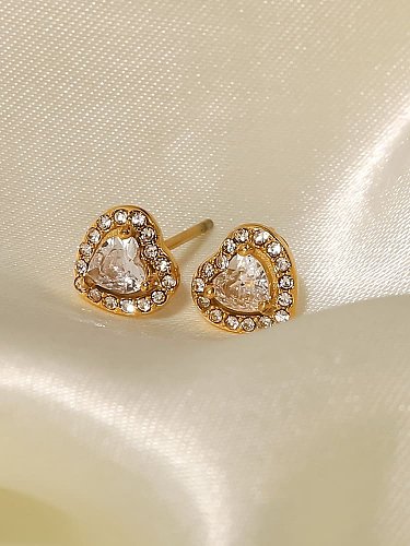 Stainless steel Cubic Zirconia Heart Dainty Stud Earring