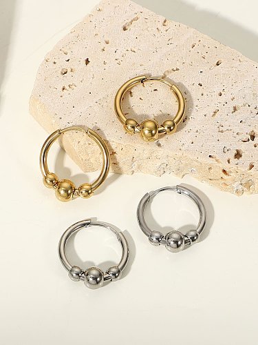 Boucle d'oreille Huggie minimaliste géométrique en perles d'acier inoxydable