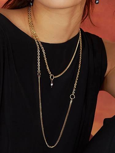 Stainless steel Imitation Pearl Water Drop Vintage Necklace