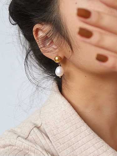 Stainless steel Freshwater Pearl Water Drop Trend Drop Earring
