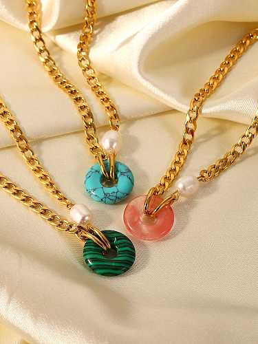Stainless steel Turquoise Geometric Vintage Necklace