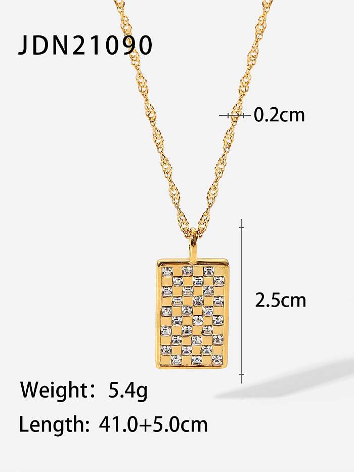 Stainless steel Cubic Zirconia Geometric Vintage Necklace