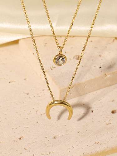Stainless steel Cubic Zirconia Moon Trend Multi Strand Necklace