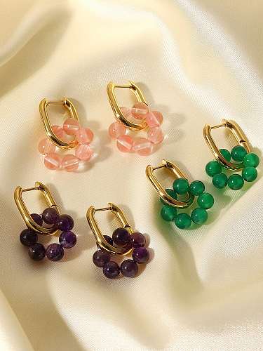Stainless steel Bead Flower Trend Huggie Earring