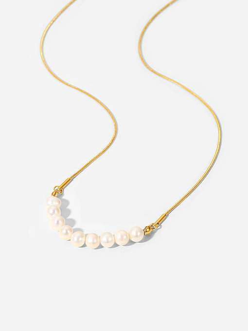 Stainless steel Imitation Pearl Round Minimalist Necklace