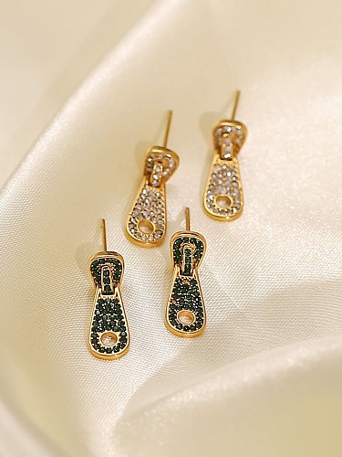 Stainless steel Cubic Zirconia zipper Dainty Stud Earring