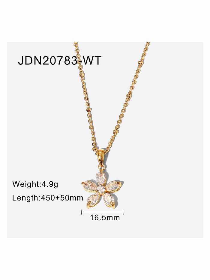 Stainless steel Cubic Zirconia Flower Trend Necklace
