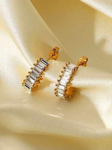 Stainless steel Cubic Zirconia Geometric Vintage Stud Earring