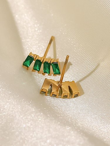 Stainless steel Cubic Zirconia Geometric Dainty Stud Earring